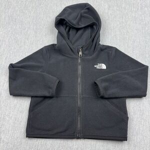 The North Face Jacket Kids 2 Black Glacier Hooded Full Zip Front Pockets Outdoor